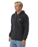 The Rip Curl Mens Horizon Zip Thru Hoodie in Washed Black