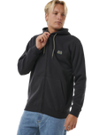 The Rip Curl Mens Horizon Zip Thru Hoodie in Washed Black