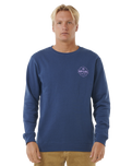 The Rip Curl Mens Stapler Sweatshirt in Washed Navy