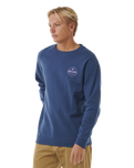 The Rip Curl Mens Stapler Sweatshirt in Washed Navy