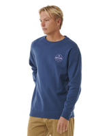 The Rip Curl Mens Stapler Sweatshirt in Washed Navy