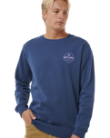 The Rip Curl Mens Stapler Sweatshirt in Washed Navy