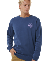 The Rip Curl Mens Stapler Sweatshirt in Washed Navy