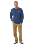 The Rip Curl Mens Stapler Sweatshirt in Washed Navy