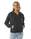 The Rip Curl Womens High Tide Scenic Relaxed Zip Hoodie in Washed Black