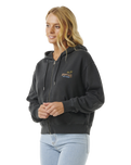 The Rip Curl Womens High Tide Scenic Relaxed Zip Hoodie in Washed Black