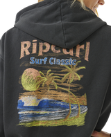 The Rip Curl Womens High Tide Scenic Relaxed Zip Hoodie in Washed Black