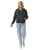 The Rip Curl Womens High Tide Scenic Relaxed Zip Hoodie in Washed Black