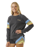 The Rip Curl Womens High Tide Surf Raglan Sweatshirt in Washed Black