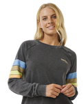 The Rip Curl Womens High Tide Surf Raglan Sweatshirt in Washed Black