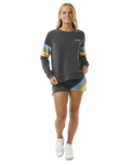 The Rip Curl Womens High Tide Surf Raglan Sweatshirt in Washed Black