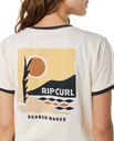 The Rip Curl Womens Colour Block Ringer T-Shirt in Off White