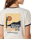 The Rip Curl Womens Colour Block Ringer T-Shirt in Off White