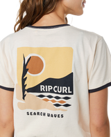 The Rip Curl Womens Colour Block Ringer T-Shirt in Off White