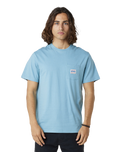 The Rip Curl Mens Horizon Badge T-Shirt in Dusty Blue