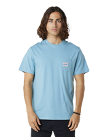 The Rip Curl Mens Horizon Badge T-Shirt in Dusty Blue