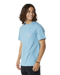 The Rip Curl Mens Horizon Badge T-Shirt in Dusty Blue