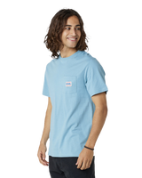 The Rip Curl Mens Horizon Badge T-Shirt in Dusty Blue