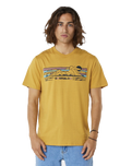 The Rip Curl Mens Down The Line T-Shirt in Mustard Gold