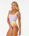 The Rip Curl Womens Sunrise Stripe Swimsuit in Lilac