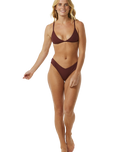 The Rip Curl Womens Premium Surf Fixed Tri Bikini Top in Plum