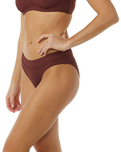 The Rip Curl Womens Premium Surf Full Bikini Bottoms in Plum