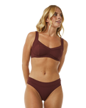 The Rip Curl Womens Premium Surf Full Bikini Bottoms in Plum