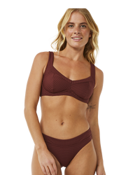 The Rip Curl Womens Premium Surf E Cup Bikini Top in Plum