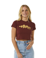 The Rip Curl Womens Hibiscus Baby T-Shirt in Plum