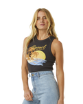 The Rip Curl Womens Sunset Ribbed Vest in Washed Black
