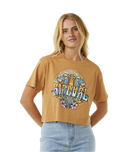 The Rip Curl Womens Block Party Crop T-Shirt in Light Brown