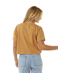 The Rip Curl Womens Block Party Crop T-Shirt in Light Brown