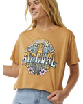 The Rip Curl Womens Block Party Crop T-Shirt in Light Brown