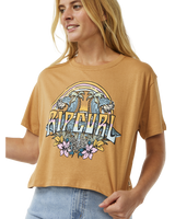 The Rip Curl Womens Block Party Crop T-Shirt in Light Brown