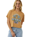 The Rip Curl Womens Block Party Crop T-Shirt in Light Brown