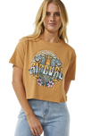 The Rip Curl Womens Block Party Crop T-Shirt in Light Brown