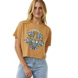 The Rip Curl Womens Block Party Crop T-Shirt in Light Brown