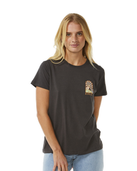 The Rip Curl Womens Magic Bay Standard T-Shirt in Washed Black