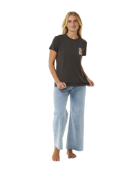 The Rip Curl Womens Magic Bay Standard T-Shirt in Washed Black