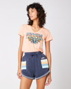 The Rip Curl Womens Block Party V T-Shirt in Bright Peach