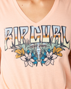 The Rip Curl Womens Block Party V T-Shirt in Bright Peach