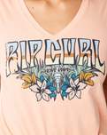 The Rip Curl Womens Block Party V T-Shirt in Bright Peach