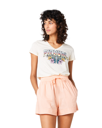 The Rip Curl Womens Block Party V T-Shirt in Off White