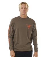 The Rip Curl Mens Fade Out Icon Long Sleeve T-Shirt in Rock