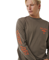 The Rip Curl Mens Fade Out Icon Long Sleeve T-Shirt in Rock