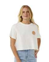 The Rip Curl Womens Wettie Icon Crop T-Shirt in Bone