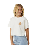 The Rip Curl Womens Wettie Icon Crop T-Shirt in Bone