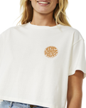 The Rip Curl Womens Wettie Icon Crop T-Shirt in Bone