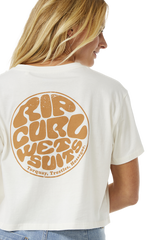 The Rip Curl Womens Wettie Icon Crop T-Shirt in Bone