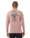 The Rip Curl Mens Search Icon Long Sleeve T-Shirt in Mushroom